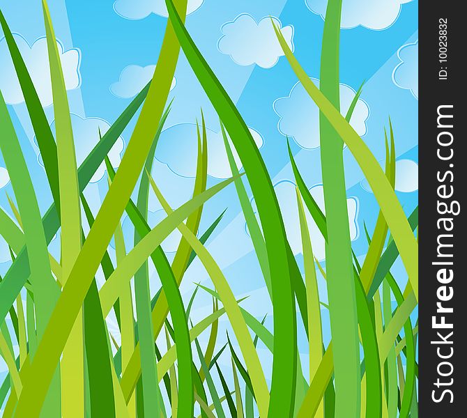 Ecological background with a grass. Vector illustration