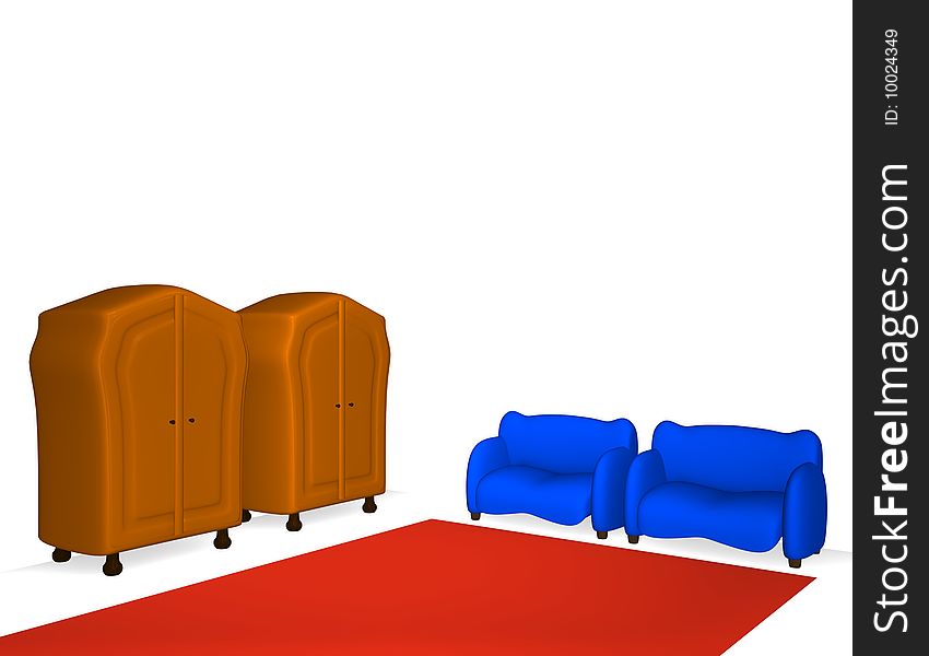 A forniture of cabinets and sofas
