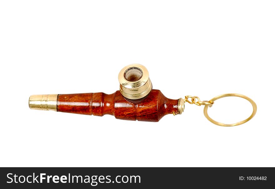 Tabacco pipe keyring isolated on a white background