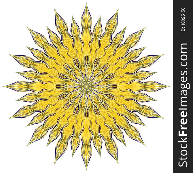 Yellow multieventual star on a white background.Abstract object.Vectorial illustration is translated in a raster. Yellow multieventual star on a white background.Abstract object.Vectorial illustration is translated in a raster.