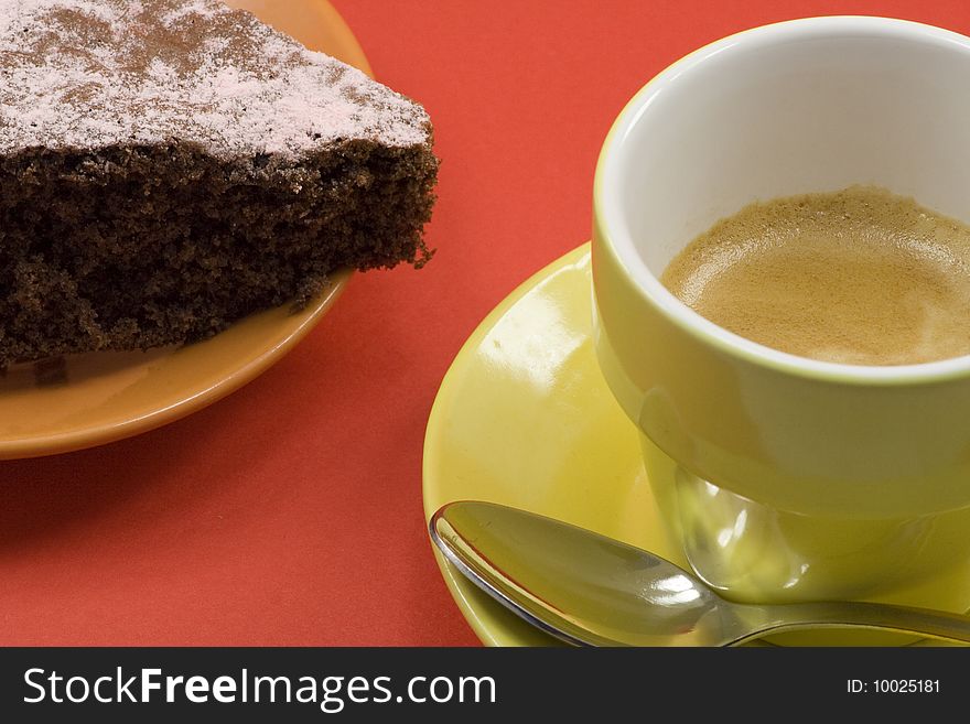 Coffee and cake isolated on a background