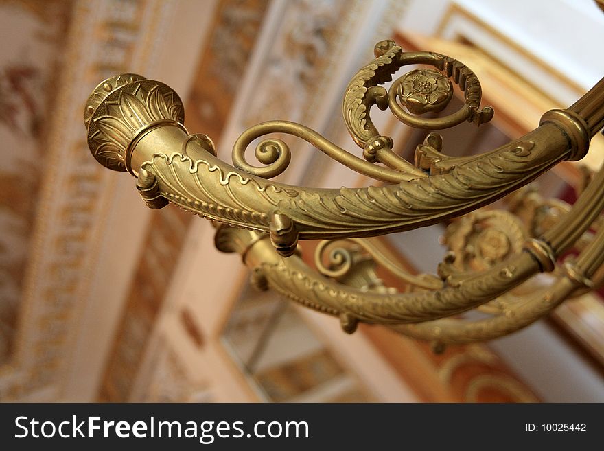 Tne bronze door handle in russian castle