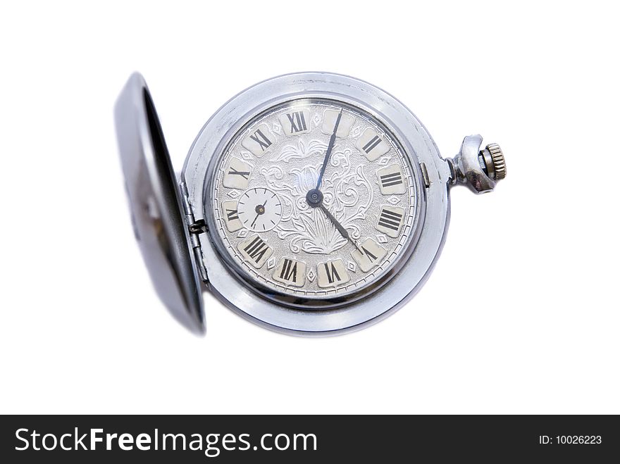 Vintage clock isolated on white