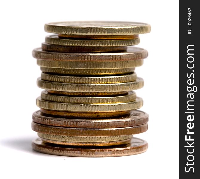 Coins stack isolated on white background