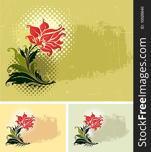Vector illustration floral grunge frame. Vector illustration floral grunge frame