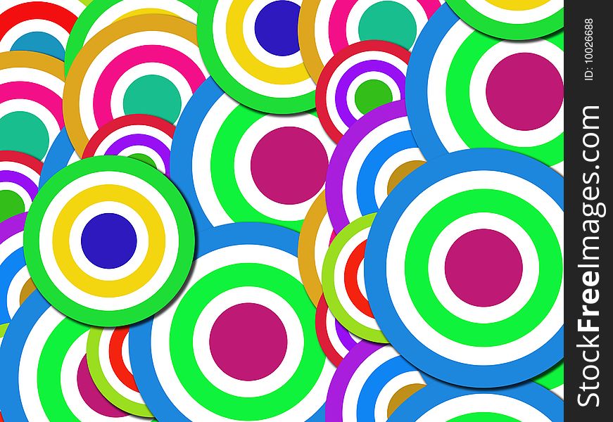 Round colors. Green, blue, fuchsia, and yellow background