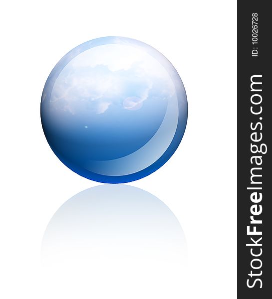 Blue sky sphere over white background. Isolated image. Blue sky sphere over white background. Isolated image