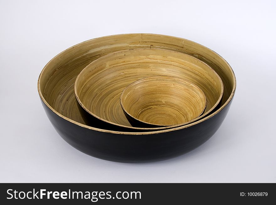 A set of Bamboo nesting bowls. A set of Bamboo nesting bowls
