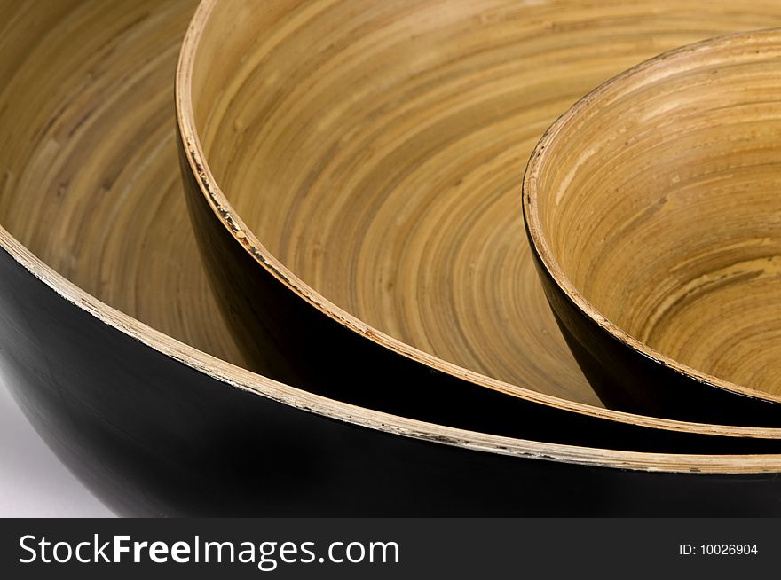 Closeup shot of bamboo nesting bowl rims. Closeup shot of bamboo nesting bowl rims
