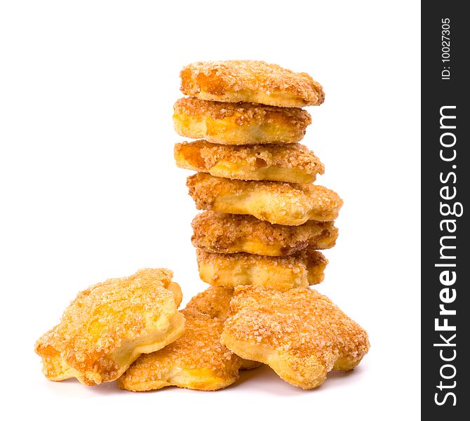Stack of cookies on white background