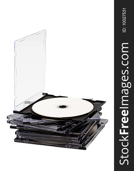 Disk cd in boxes on a white background