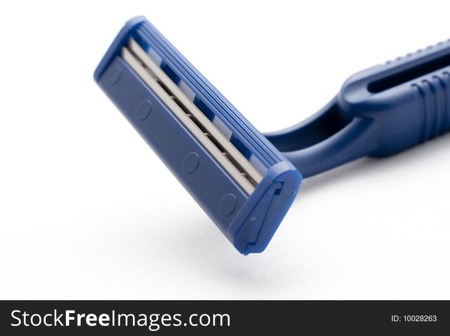 Disposable Safety Blue Razors with White Background. Disposable Safety Blue Razors with White Background