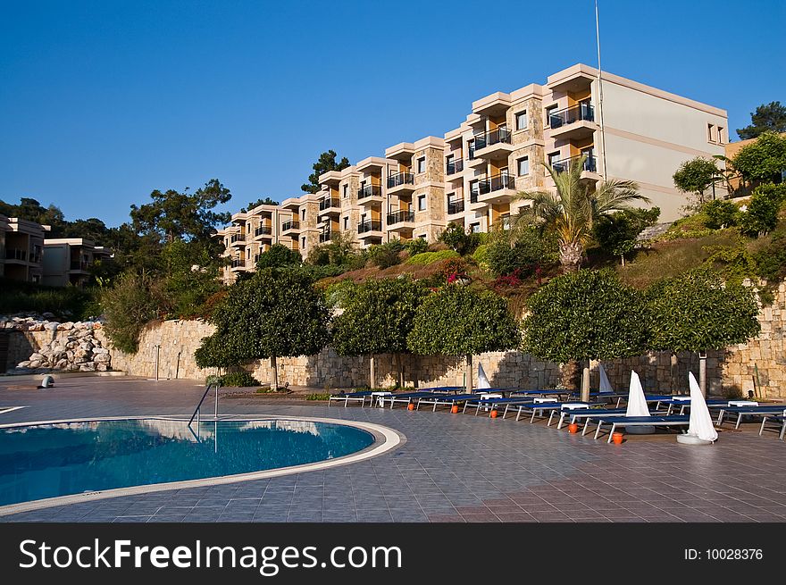 Poolside of luxury tropical resort