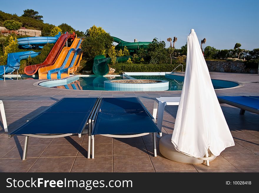 Poolside of luxury tropical resort