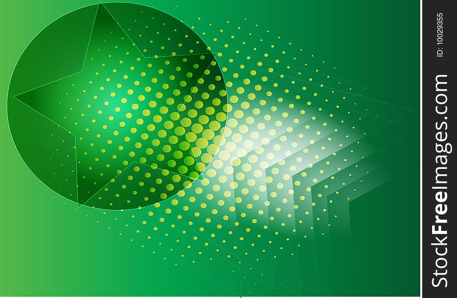 Green star with green Abstract eps background for design.