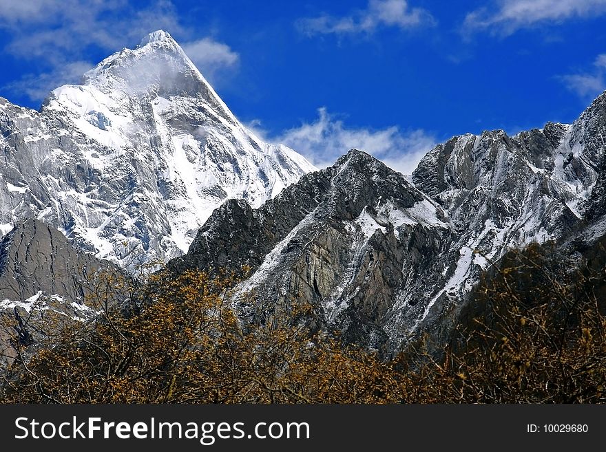 The highest peak of Siguniang Mountains which is consisted of four snow mountains located in Aba, Sichuan, China
