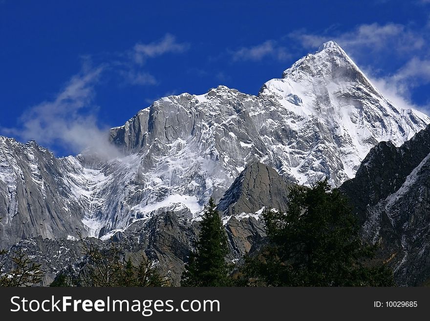 The highest peak of Siguniang Mountains which is consisted of four snow mountains located in Aba, Sichuan, China