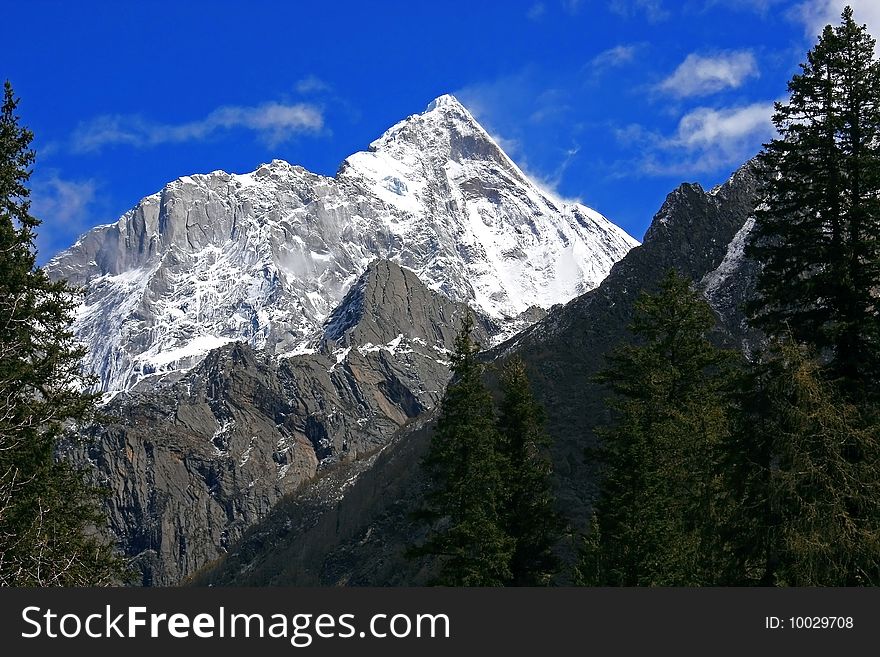 The highest peak of Siguniang Mountains which is consisted of four snow mountains located in Aba, Sichuan, China