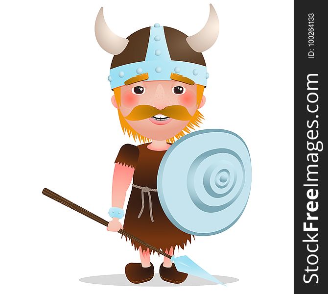 Vector Viking warrior. Cartoon character with red hair