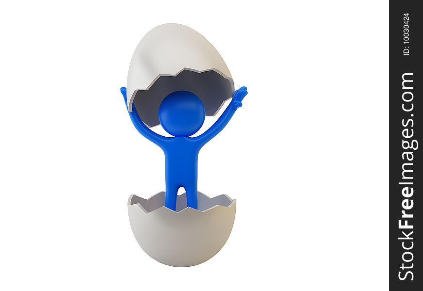 Person in egg. Business concept. 3d render.