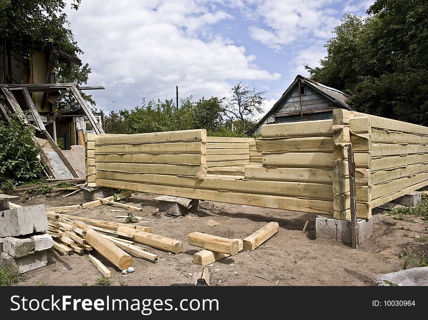 Primary stage of building of Ð¿Ñ€Ð¸ÑƒÑÐ°Ð´ÐµÐ±Ð½Ð¾Ð³Ð¾ summer residence cottage. Erection of sthenes. Primary stage of building of Ð¿Ñ€Ð¸ÑƒÑÐ°Ð´ÐµÐ±Ð½Ð¾Ð³Ð¾ summer residence cottage. Erection of sthenes.