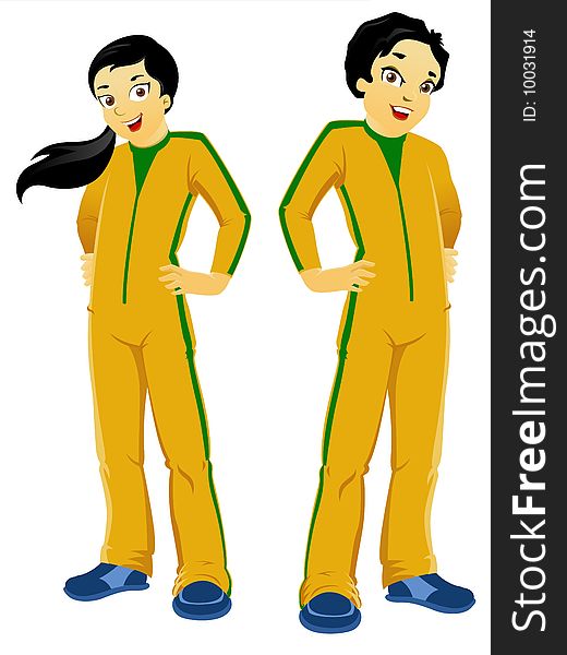 Illustration of a boy and girl in a challenging situation. Illustration of a boy and girl in a challenging situation.