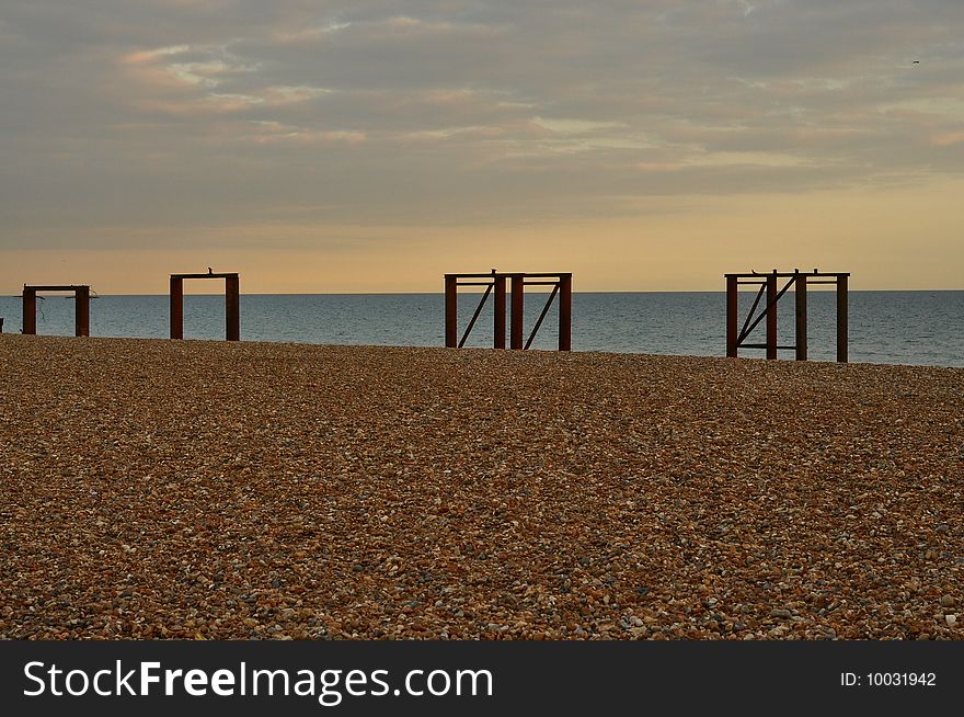 Evening view of Brighton beach and sea, England