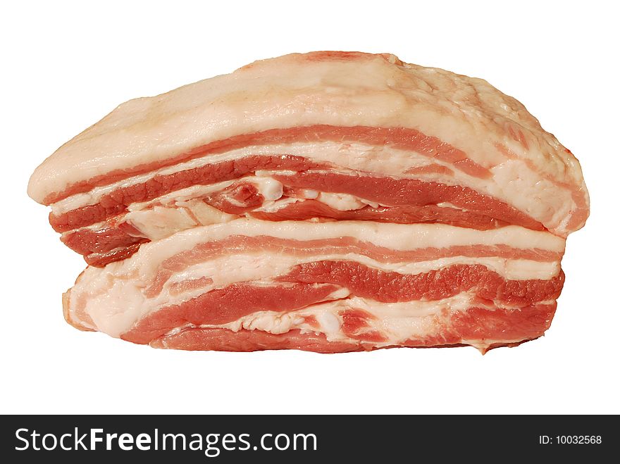 Raw pork breast isolated on white background