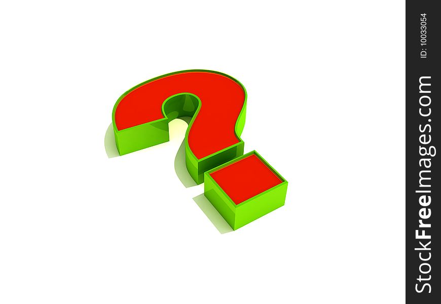 The symbol of question, red and green color on white background