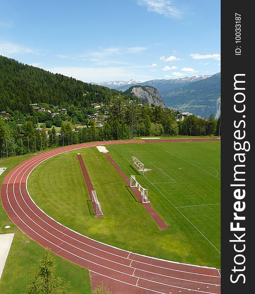 Sport Field In A Mountain Landscape Switzerland