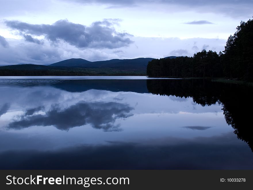 Lake after sunset in Scotland. Lake after sunset in Scotland
