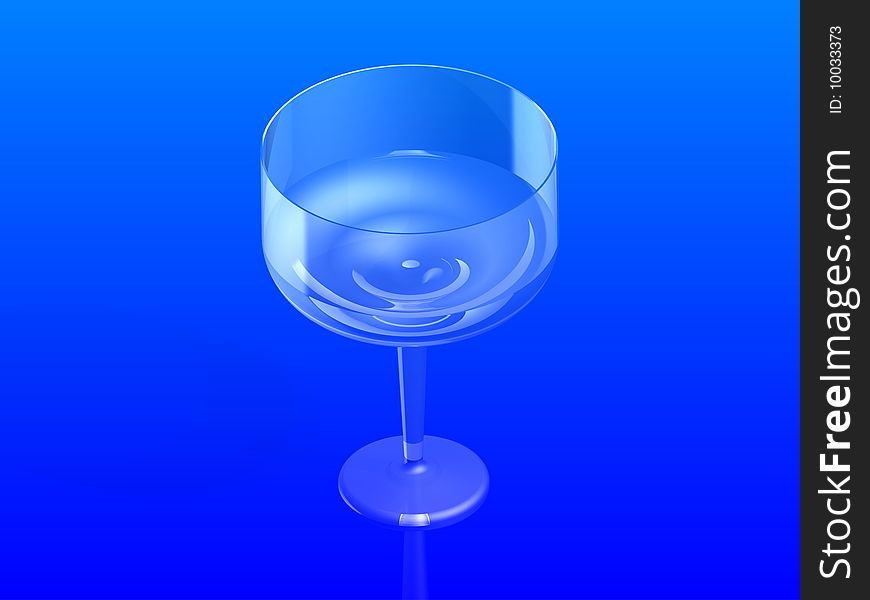 Very nice glass on the blue background. Illustration.