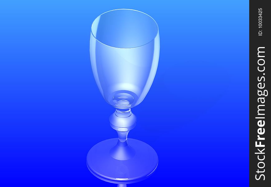 Very nice glass on the blue background. Illustration.