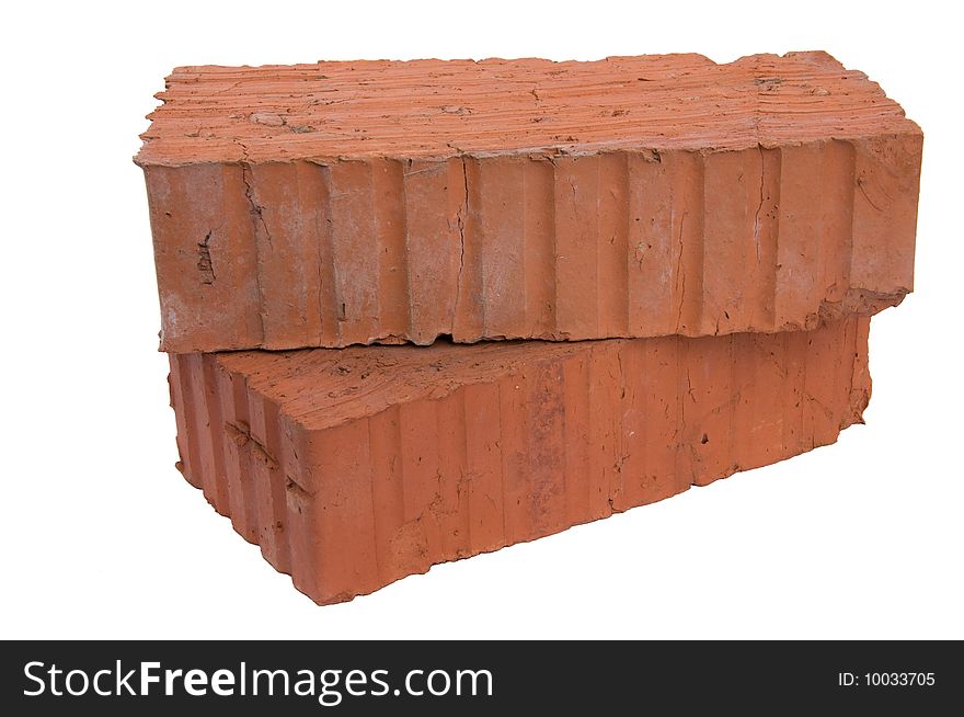 Two red bricks isolated on white. Two red bricks isolated on white