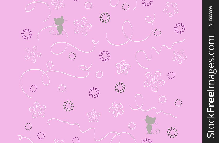 Seamless pattern with flowers drawing and ribbons. Seamless pattern with flowers drawing and ribbons