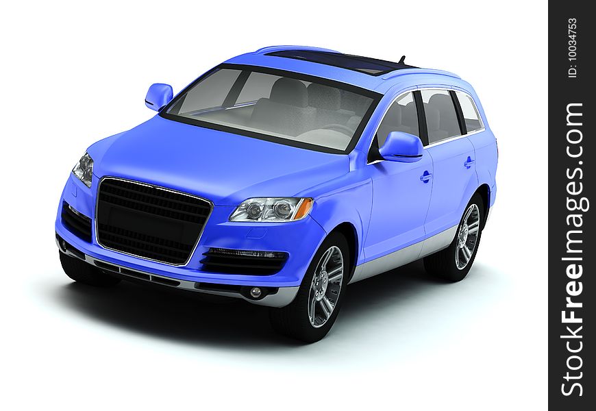 Blue Isolated Comfortable SUV