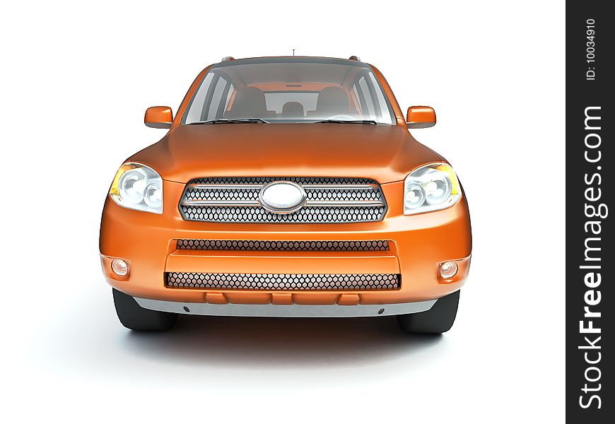 New orange glossy SUV front view