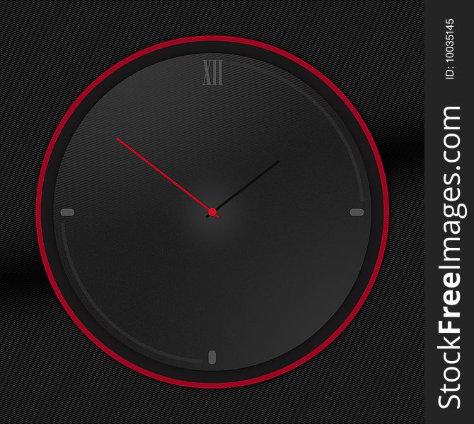 Rounded Black clock isolated on Black background