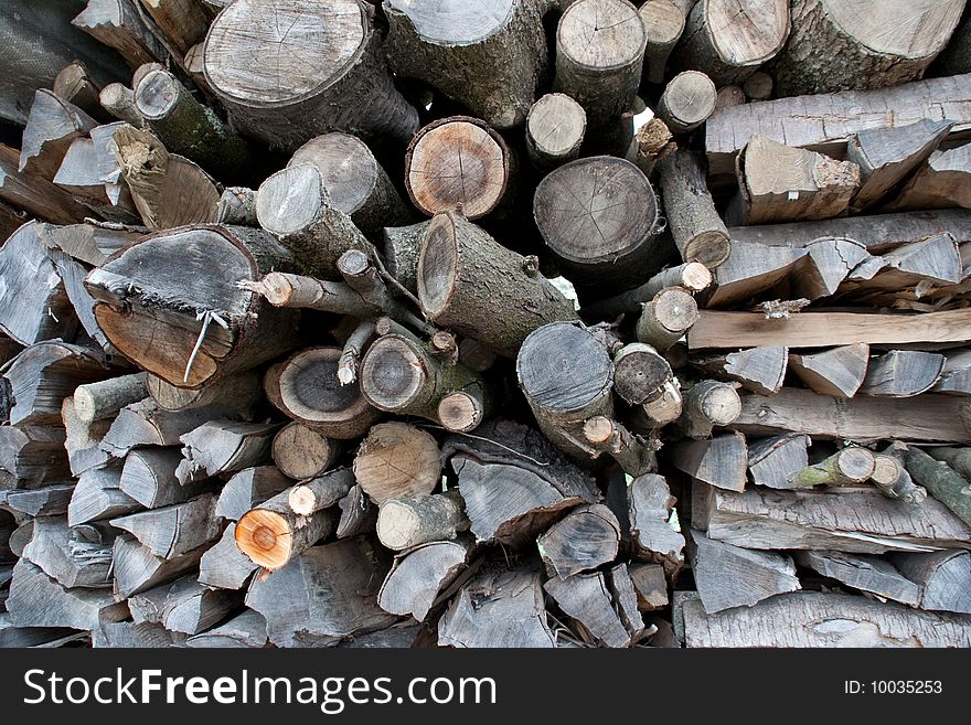 Stacked Firewood In Winter