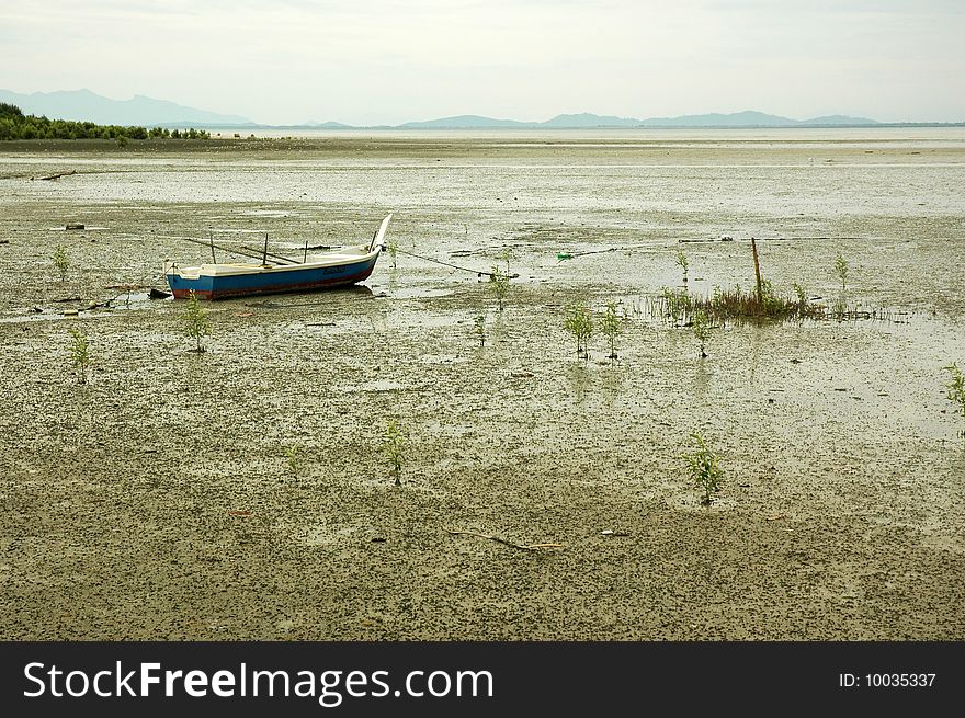 Muddy seascape during low tide. Muddy seascape during low tide