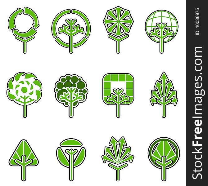 Set of tree icons vector. Set of tree icons vector