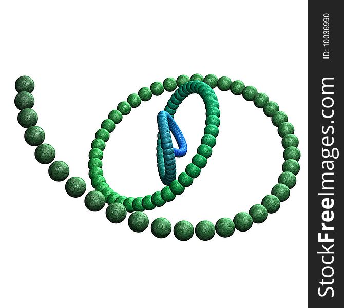 Illustration of abstract beads in white background.
