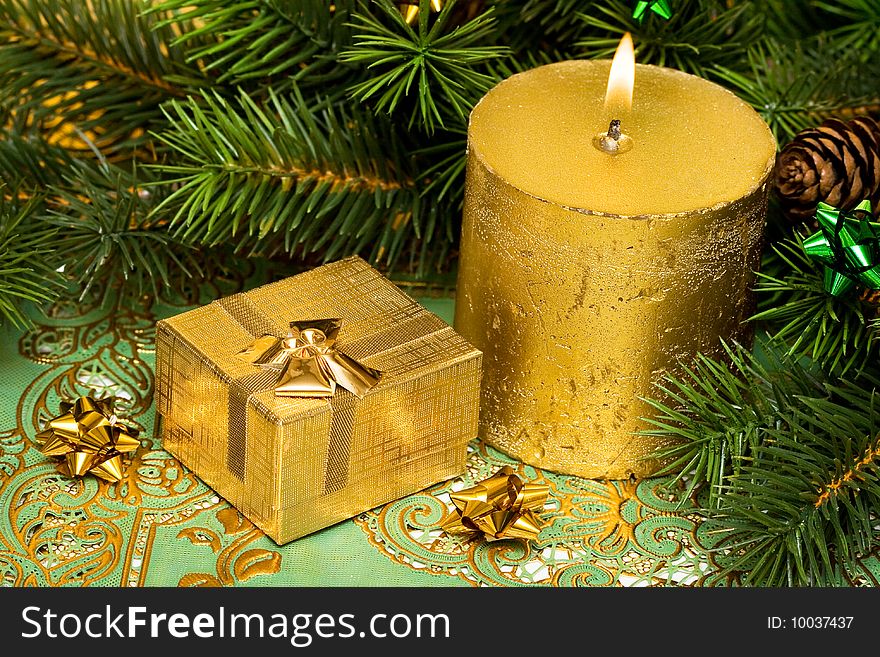 Gold festive candle