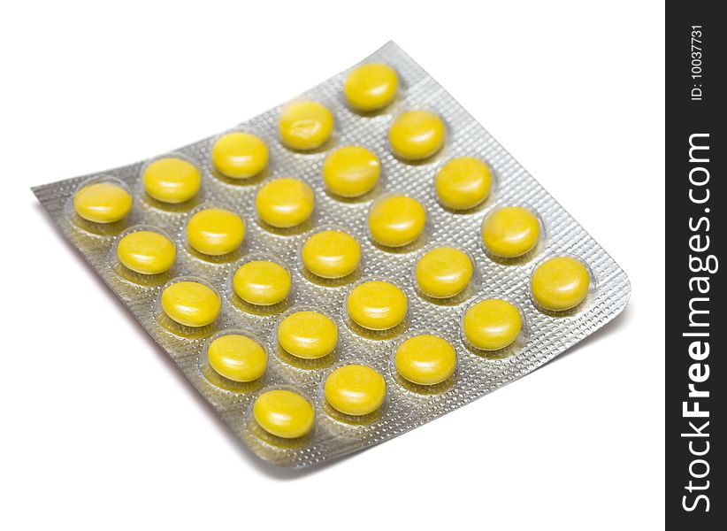 Pack of pills isolated on white background