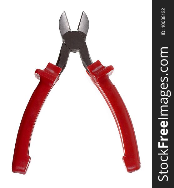 Open cutting pliers isolated on white