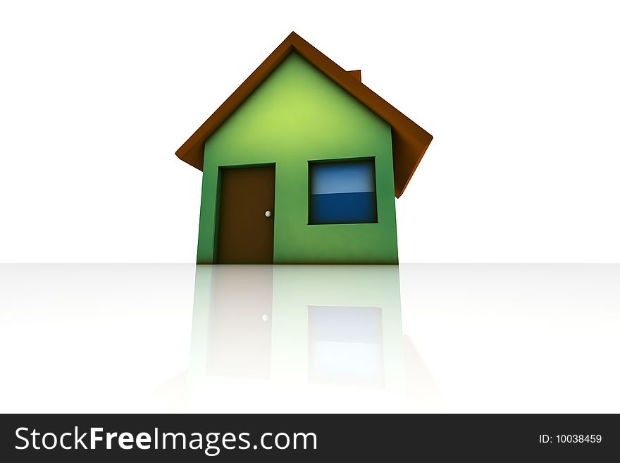 Little green house - 3d render isolated illustration