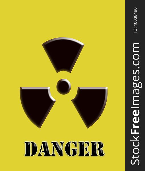 Radioactive symbol on the yellow background. Radioactive symbol on the yellow background