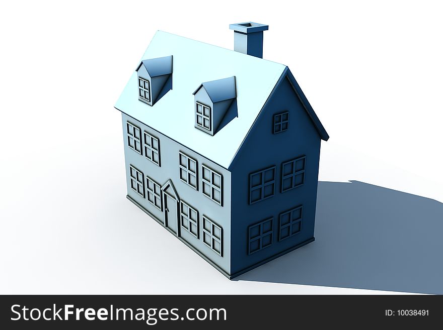 Isolated big house - 3d render illustration on white