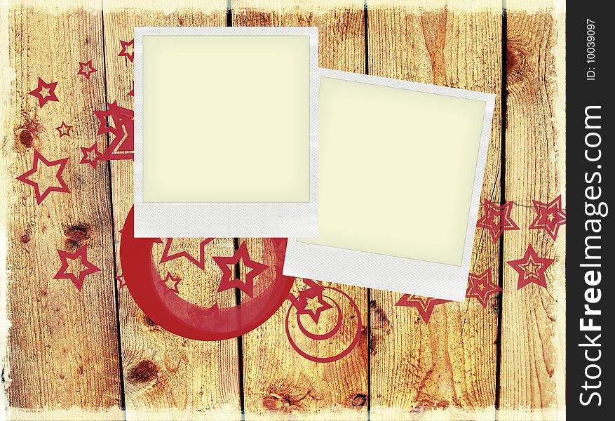 Vintage wooden background with polaroid  frames. Vintage wooden background with polaroid  frames