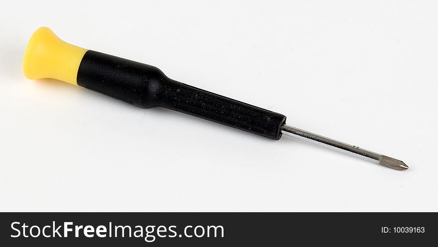 Small Phillips screwdriver; isolated on white background.